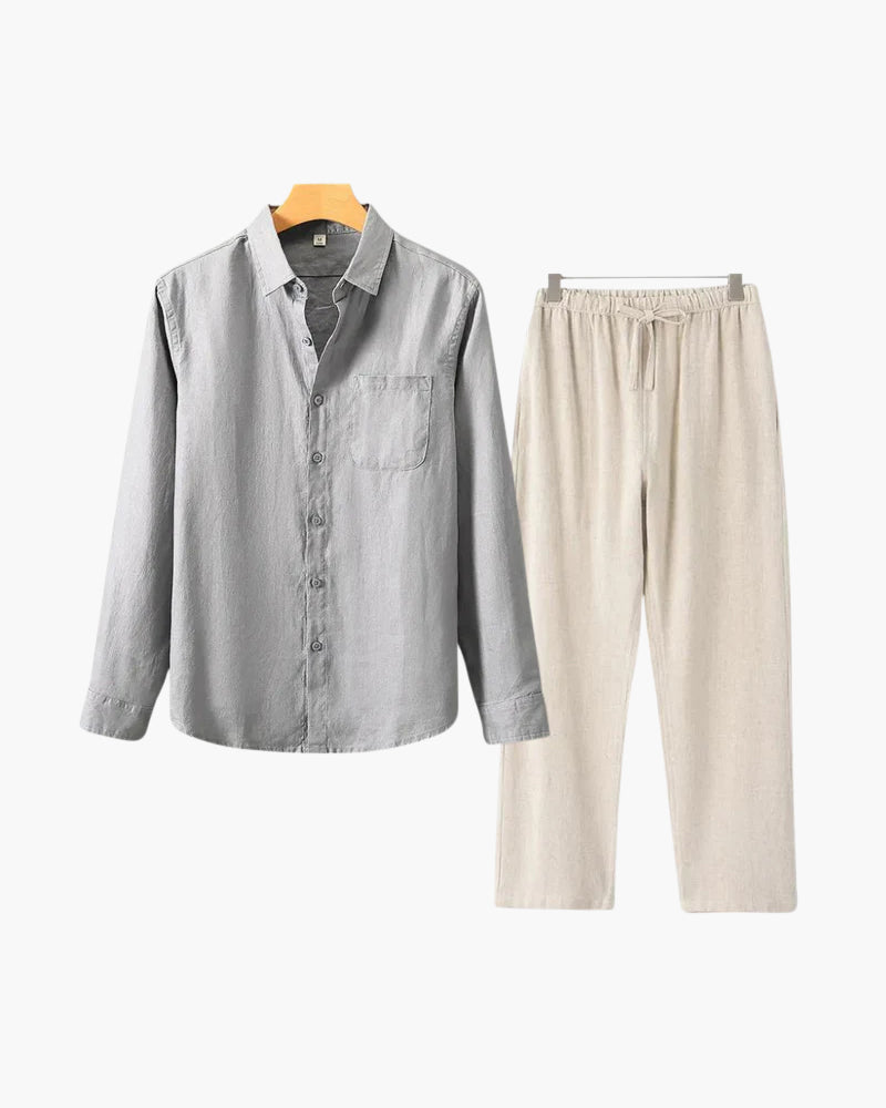 Costume Homme Lin En 2 Pièces Été Décontracté