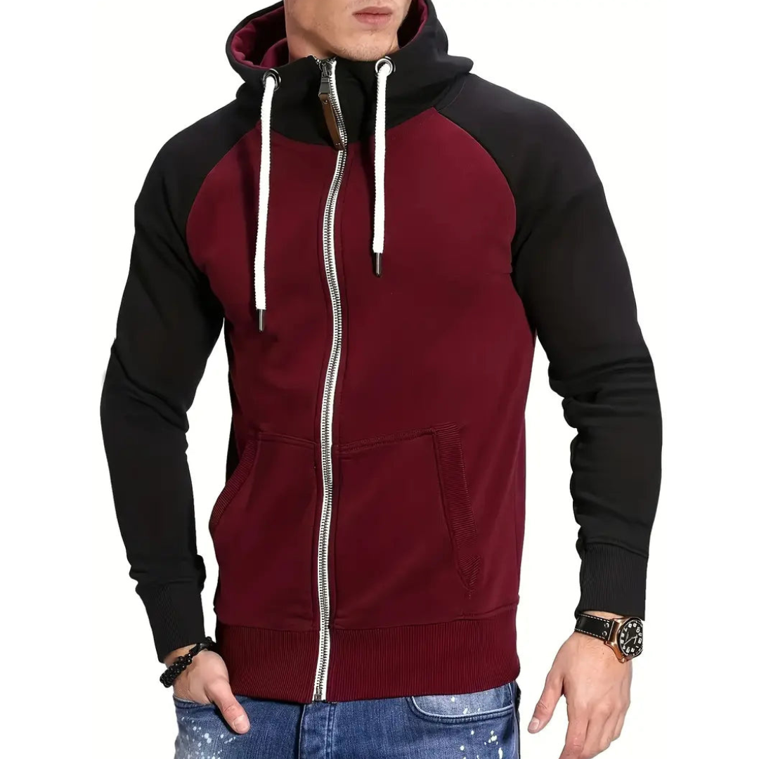 Sweat à capuche zippé noir manches longues
