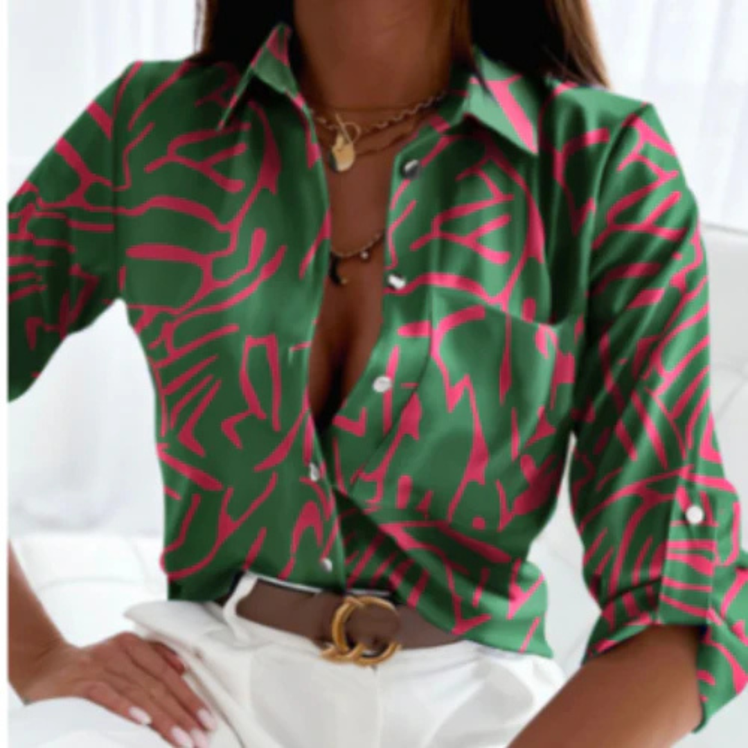 Chemise Femme Décontractée à Manches Longues et Imprimé Floral