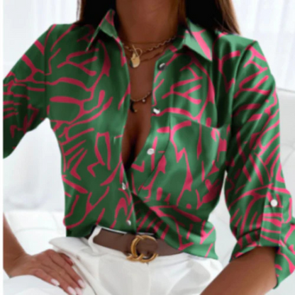 Chemise Femme Décontractée à Manches Longues et Imprimé Floral