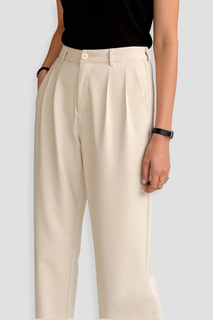Pantalon Femme Classique Plissé avec Ourlet Reversible