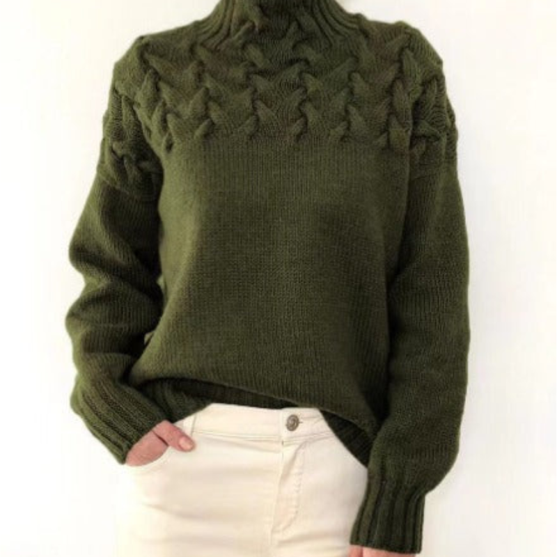 Pull Femme Laine Mérinos Brun Col Rond Élégant