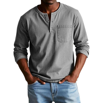 Chemise Classique en Coton Col Rond Manches Longues