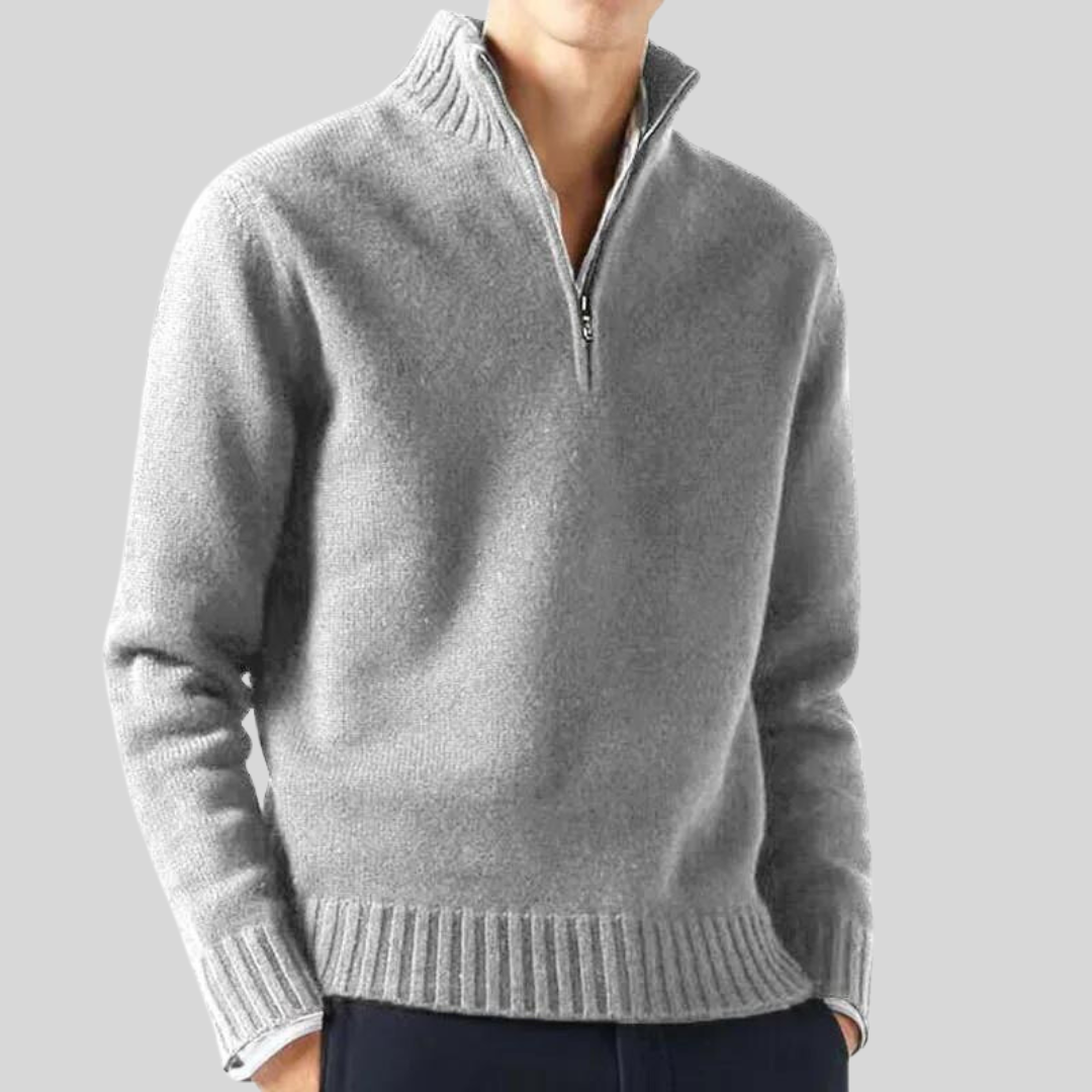 Pull Luxe à Fermeture Éclair Mi-Hauteur