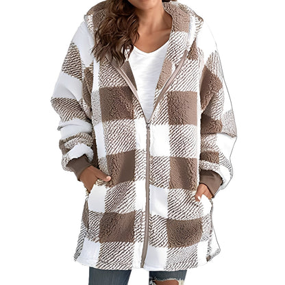 Veste Capuche Femme Hivernale Douillette et Chaude à Carreaux - PanierRoyale