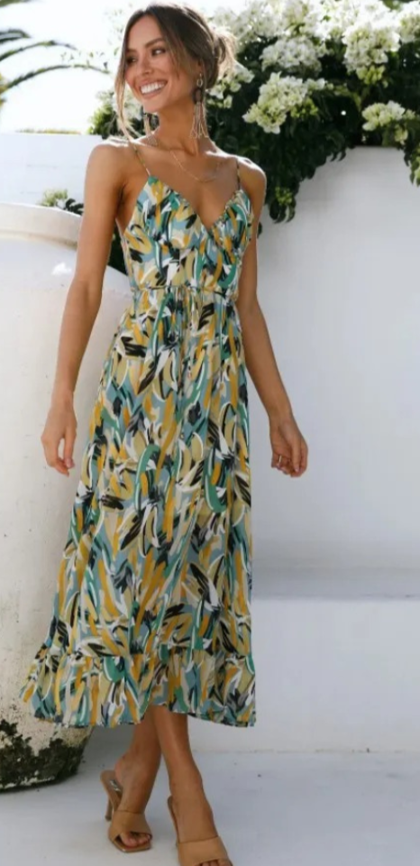 Robe Été Femmes Col Rond en Coton Léger - PanierRoyale