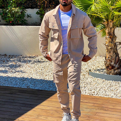 Costume Décontracté Homme Chemise et Pantalon Chino