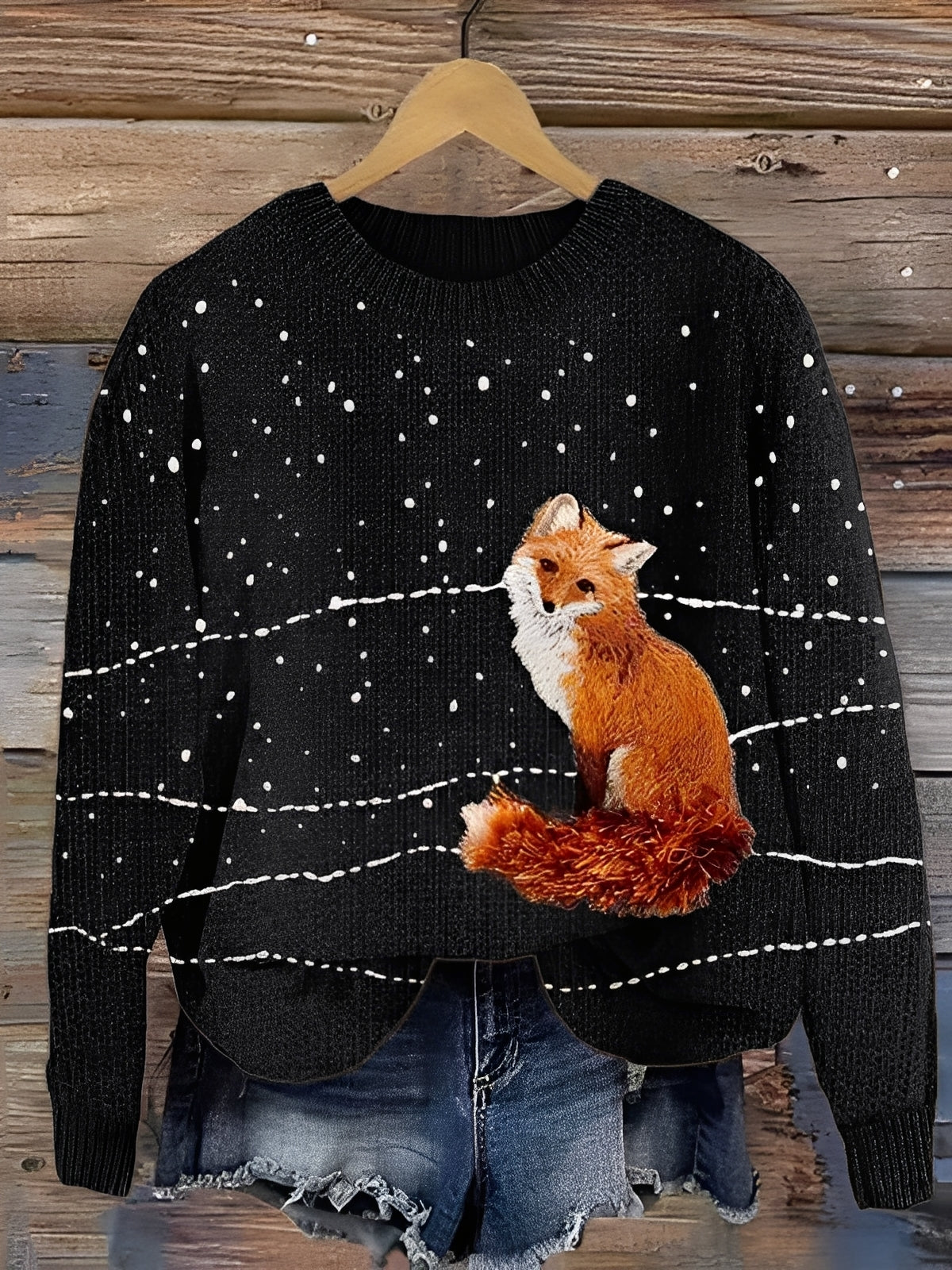 Pull Femme Hiver Doux et Confortable à Motif Animalier