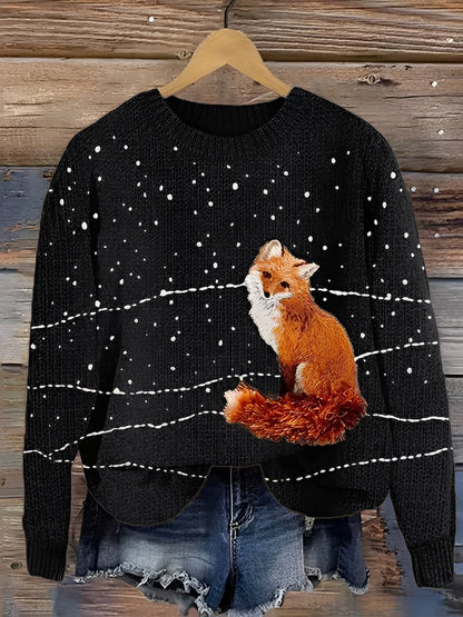 Pull Femme Hiver Doux et Confortable à Motif Animalier