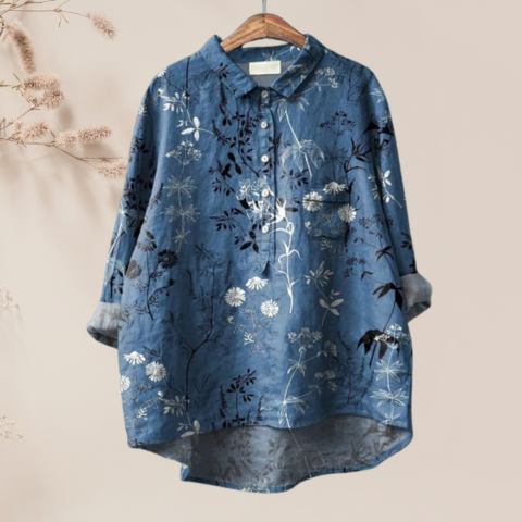 Chemisier femme en soie imprimé floral chic