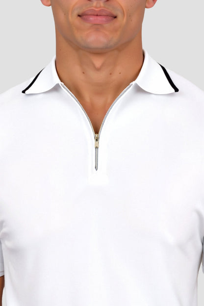 Chemise Polo Classique à Fermeture Éclair Contraste