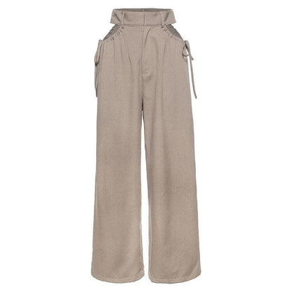 Pantalon Taille Haute Élégant avec Ceinture et Poches Latérales