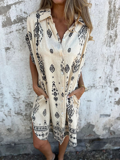 Robe Été en Coton Léger pour Femme Manches Courtes - PanierRoyale