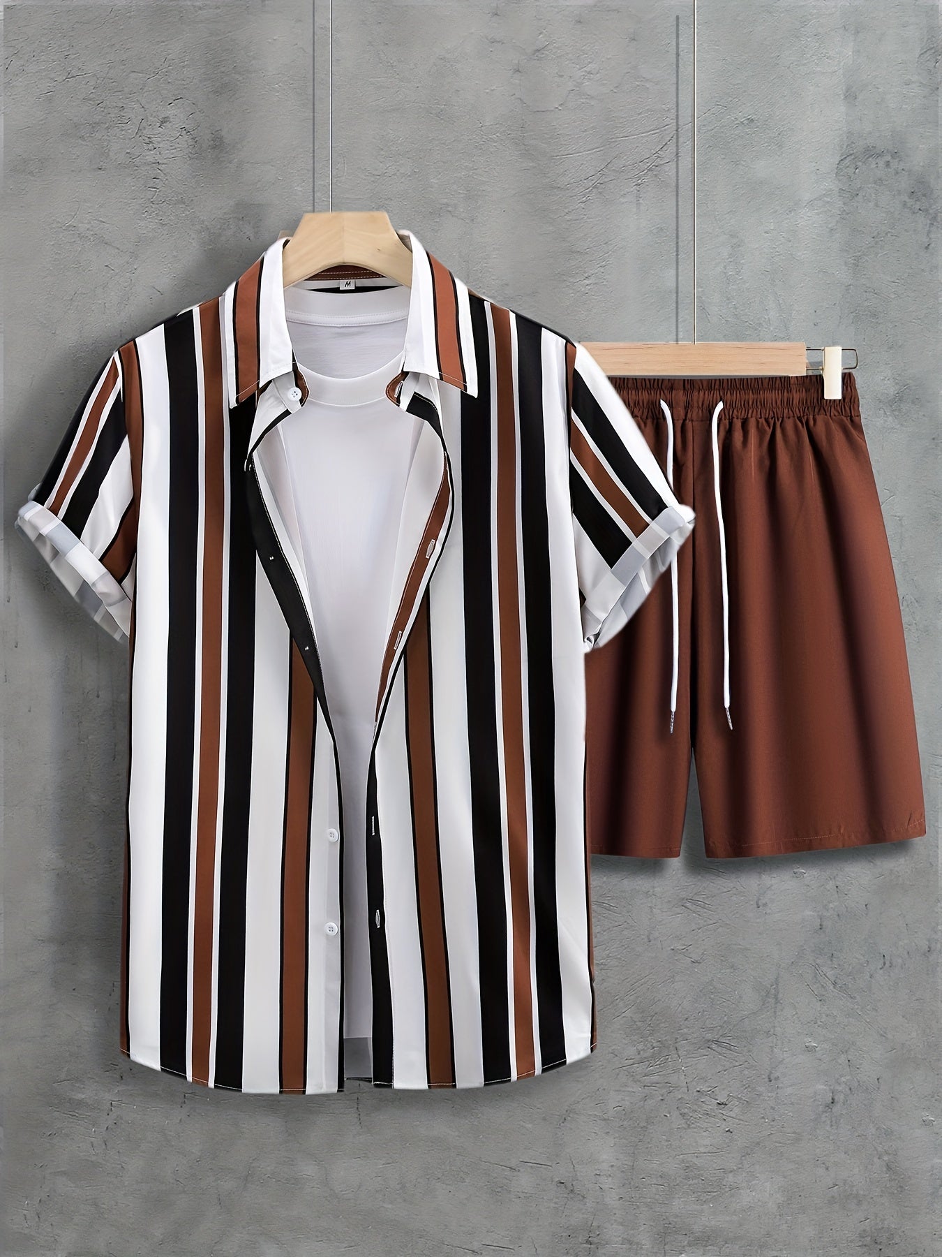 Ensemble Deux Pièces Décontracté Chemise Rayée et Short Casual - PanierRoyale