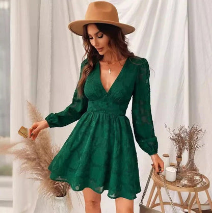 Robe Courte Été pour Femme Col V Décolleté