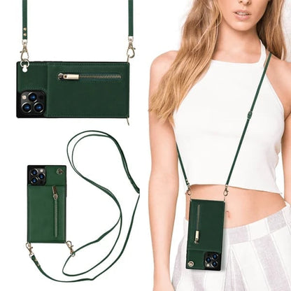 Housse pour iPhone Femme en Cuir avec Porte-cartes Zippé