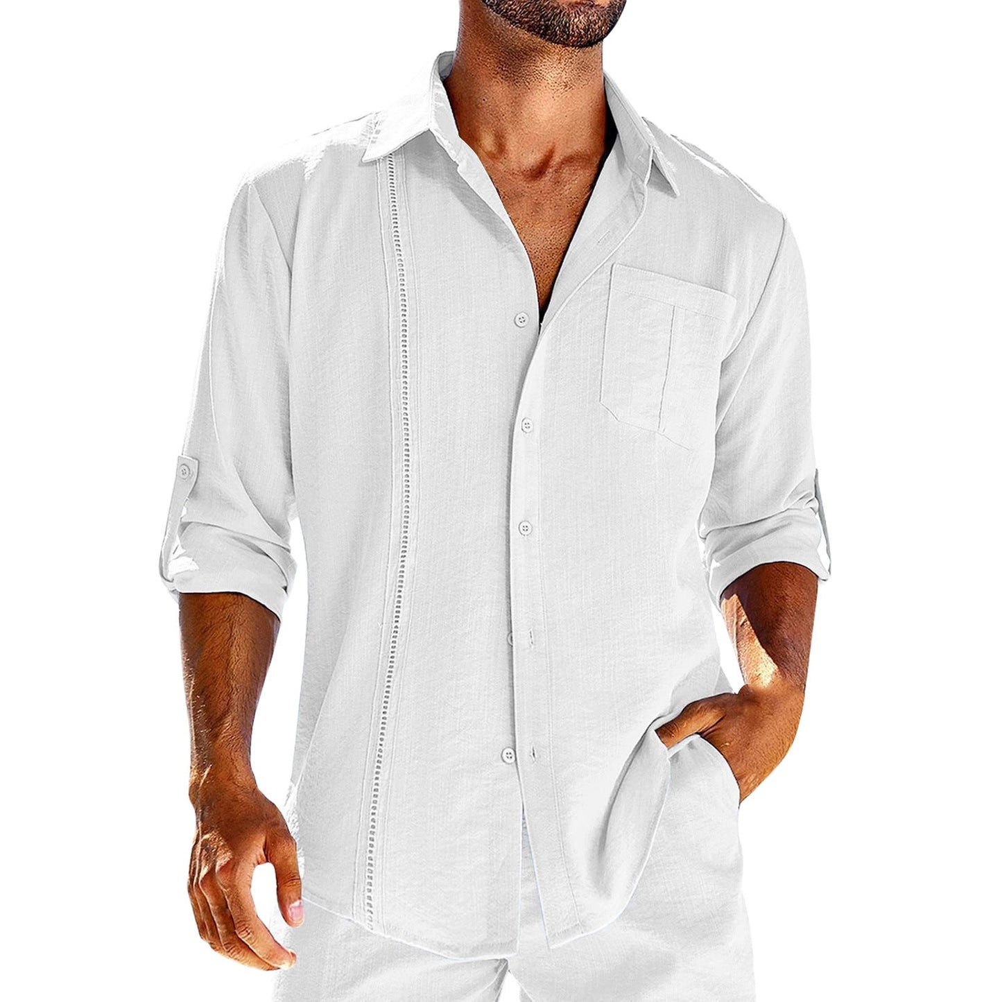 Chemise Homme Coton Classique à Manches Longues