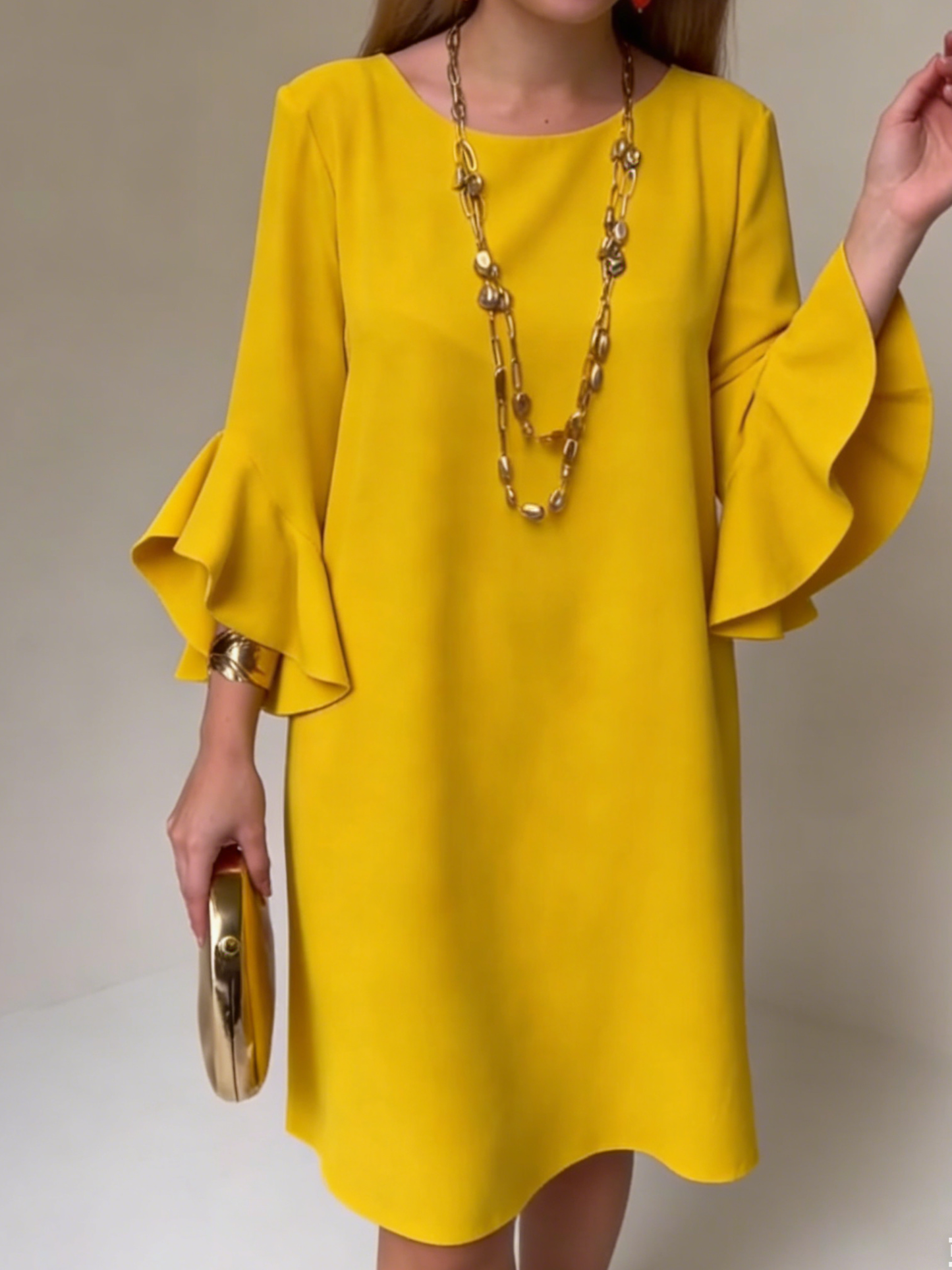 Robe Femme Fluide Manches Volantées Coupe Ample