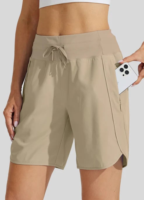 Short sport Femme Taille haute Cordon Poches
