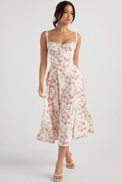 Robe Fuchsia Courte Taille Évasée Féminine