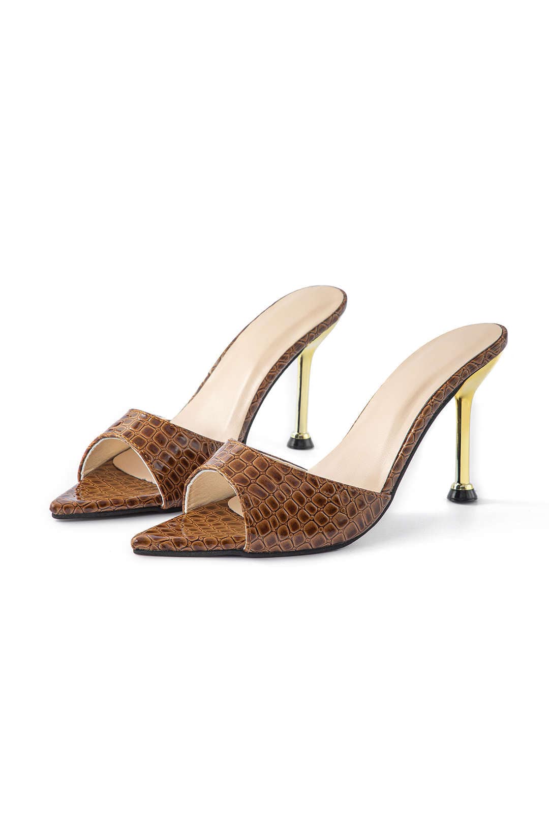 Mules Hauts Talons Noir Gaine Élégantes