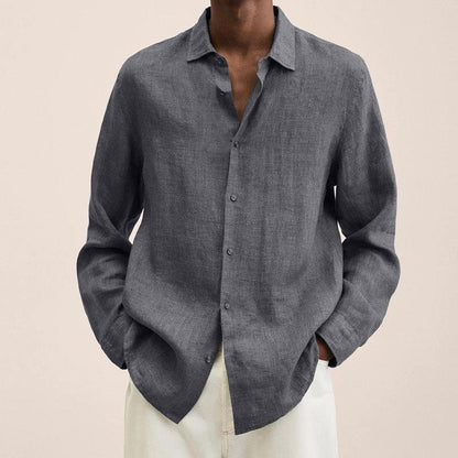 Chemise Homme Manches Longues en Lin, Style Élégant et Moderne