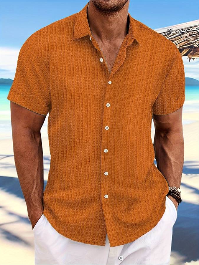 Chemise Homme Décontractée Rayée Manches Courtes