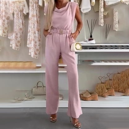 Combinaison Femme Sans Manches Décolleté Drapé Taille Élastique