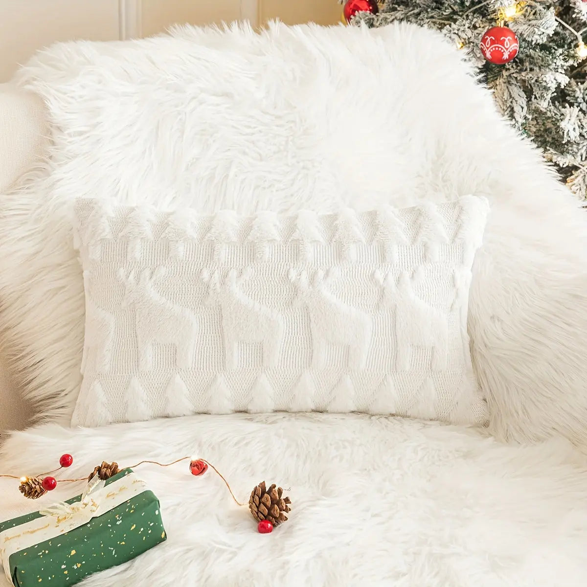 Housse de Coussin Hiver Douce et Chaude en Velour