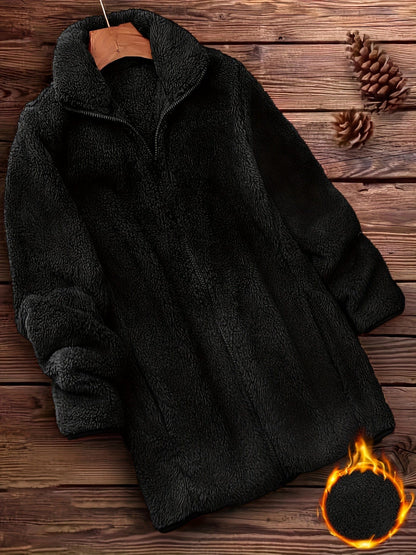 Manteau Fourrure Long Élégant avec Capuche