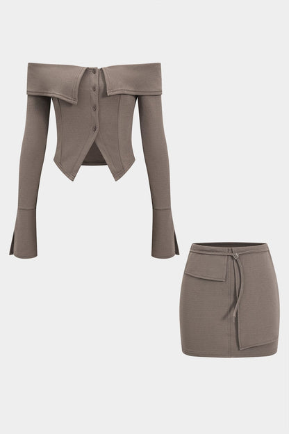 Ensemble Éléggant Off-Shoulder avec Mini-Robe - BerlinGlamour