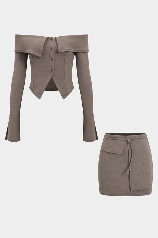 Ensemble Éléggant Off-Shoulder avec Mini-Robe - BerlinGlamour