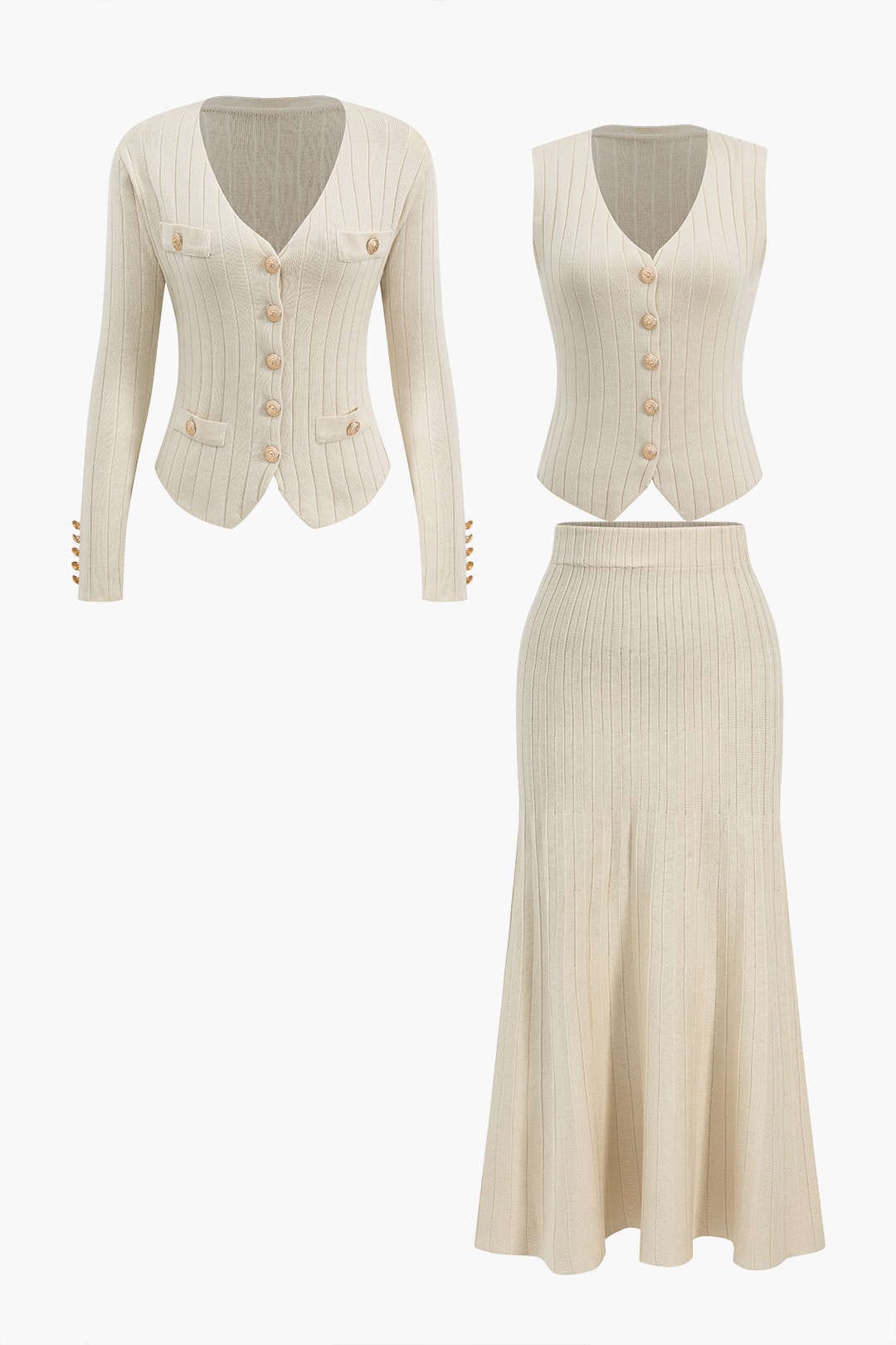 Costume Femme Ensemble Tailleur, Veste et Jupe Mi-Longue