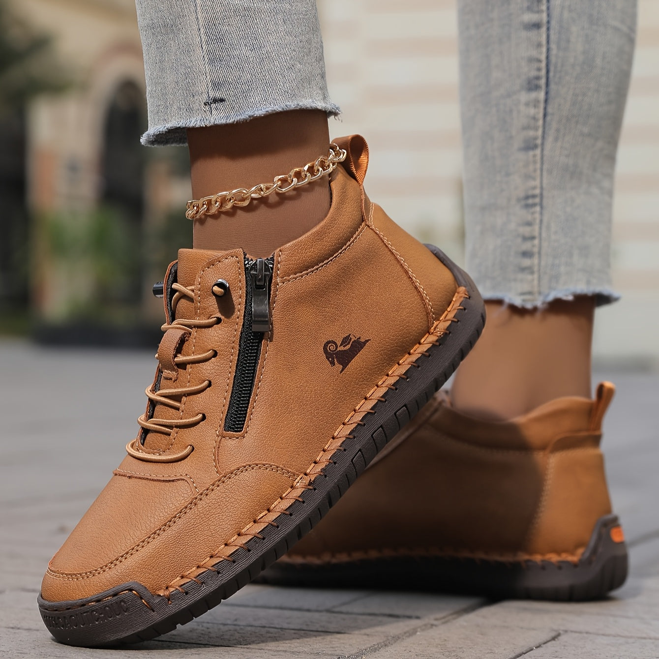 Chaussures Femmes Confortables à Lacets et Fermeture Éclair