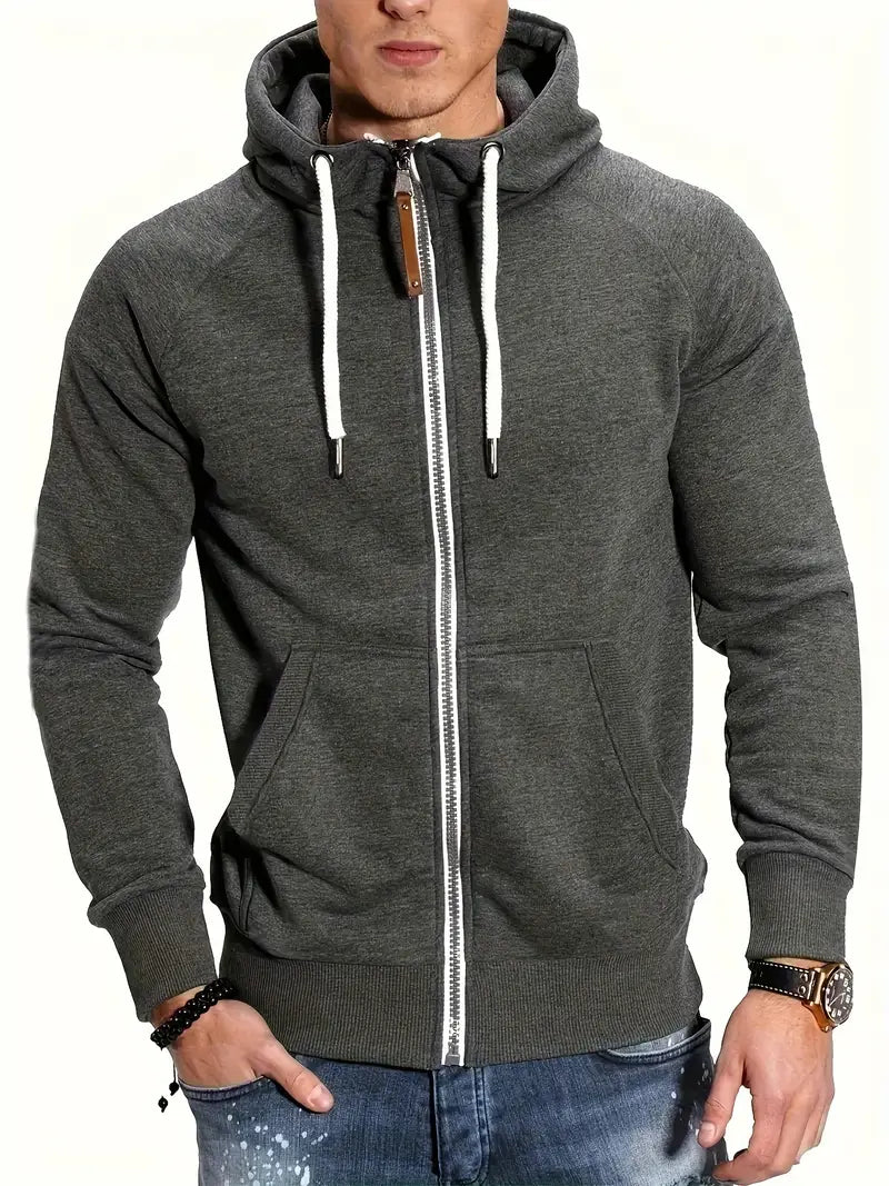 Sweat à Capuche Zippé Streetwear Homme Sport Chic