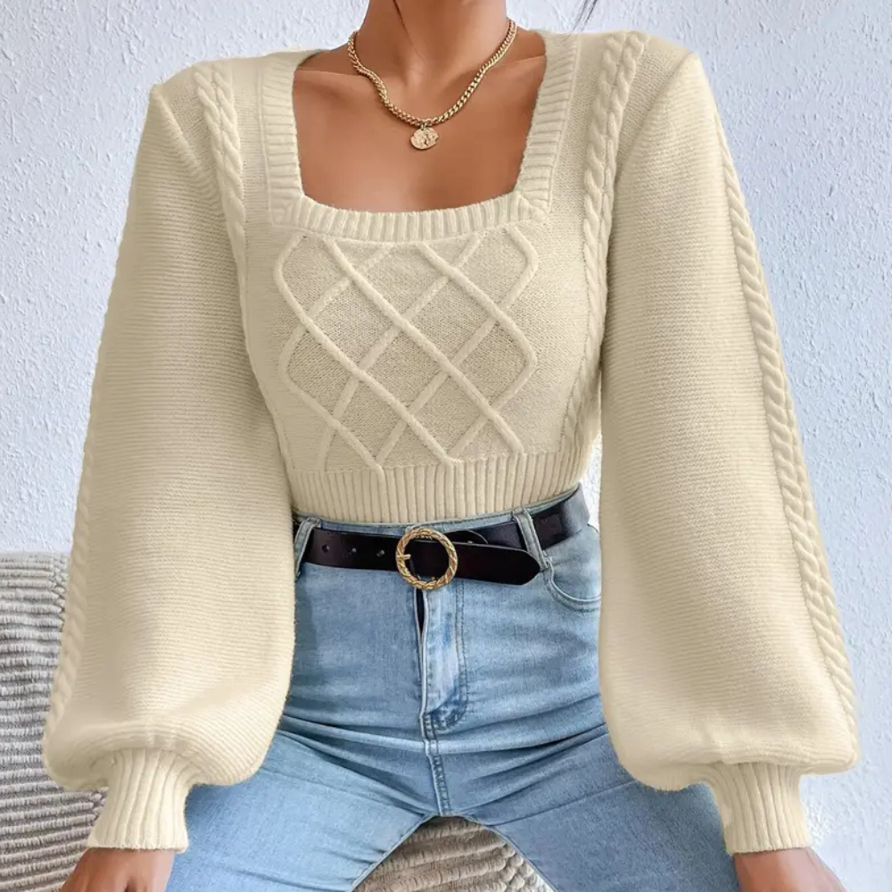 Pull Femme Col Carré Élégant - PanierRoyale