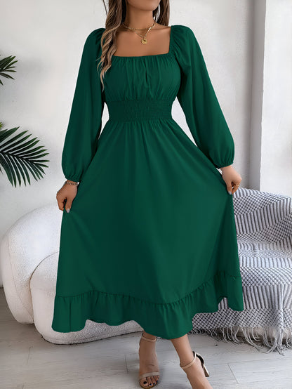 Robe femme bleu marine élégante manches longues