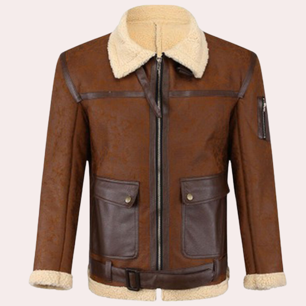 Veste de Motard Élégante Marron - vue 3