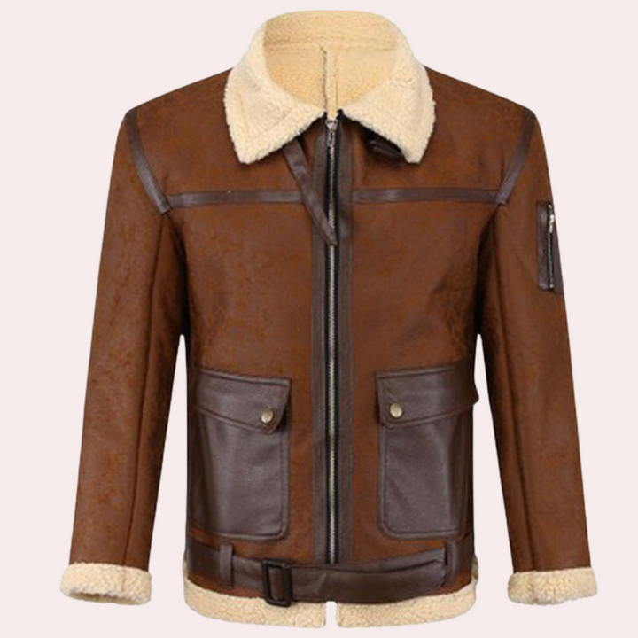 Veste de Motard Élégante Marron - vue 3
