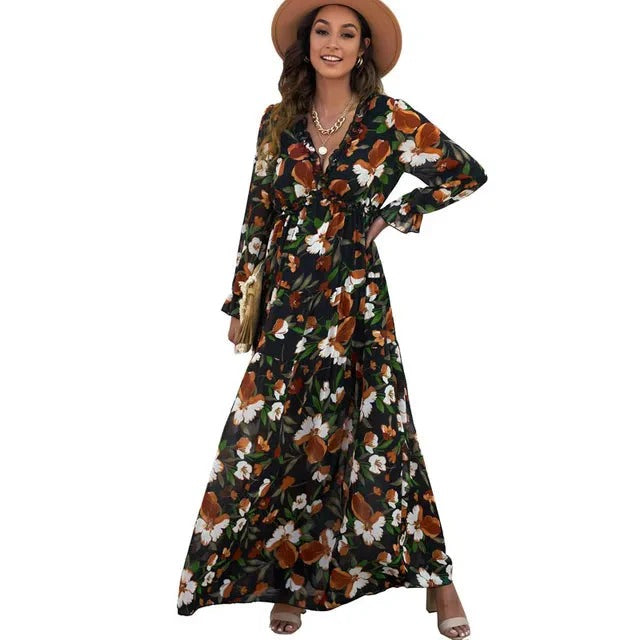 Robe Longue Été Floral pour Femme - PanierRoyale