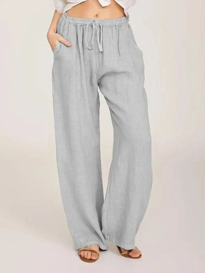 Pantalon Femme Taille Haute Coton Élégant et Confortable