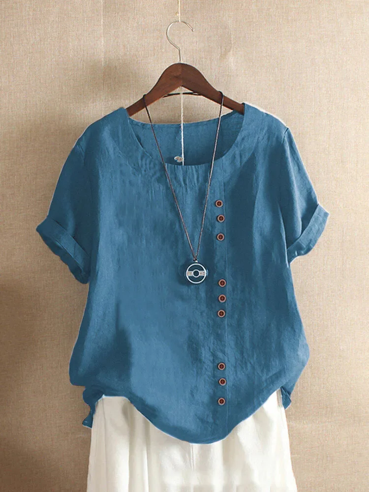 Blouse Femme Rose Vif Manches Courtes Élégante