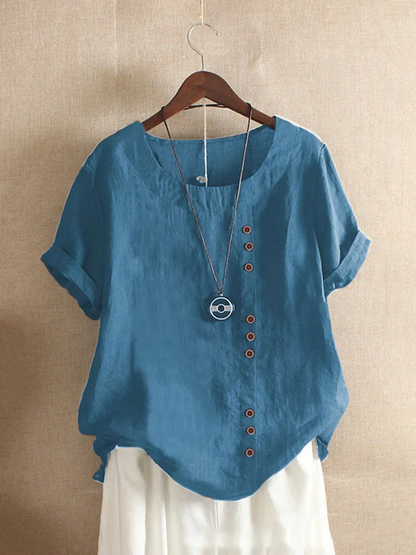 Blouse Femme Rose Vif Manches Courtes Élégante