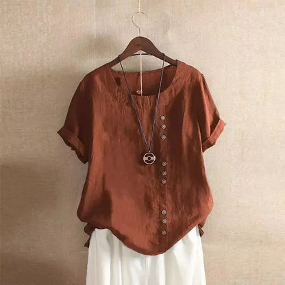 Blouse Femme Rose Vif Manches Courtes Élégante