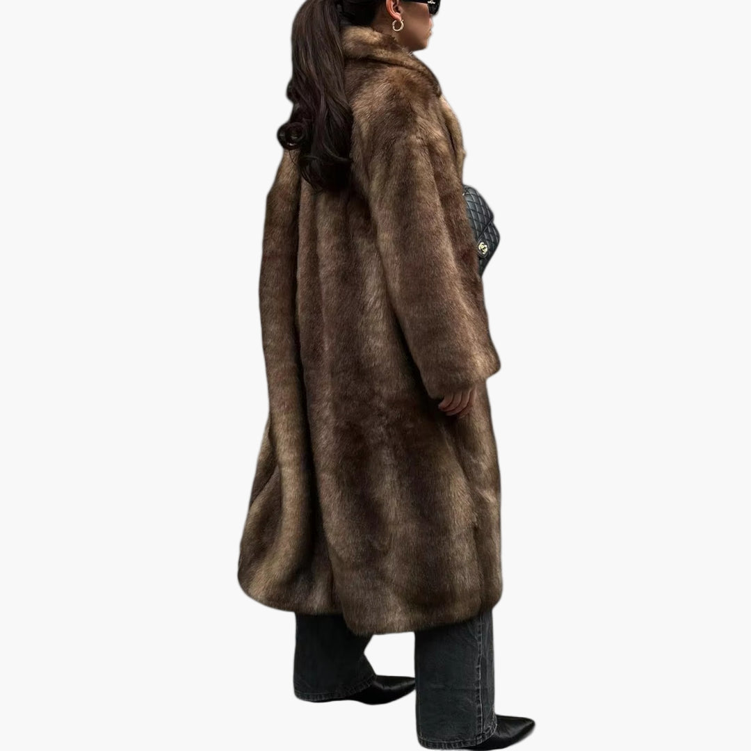 Manteau Femme Élégant Long en Fausse Fourrure Oversize Doux