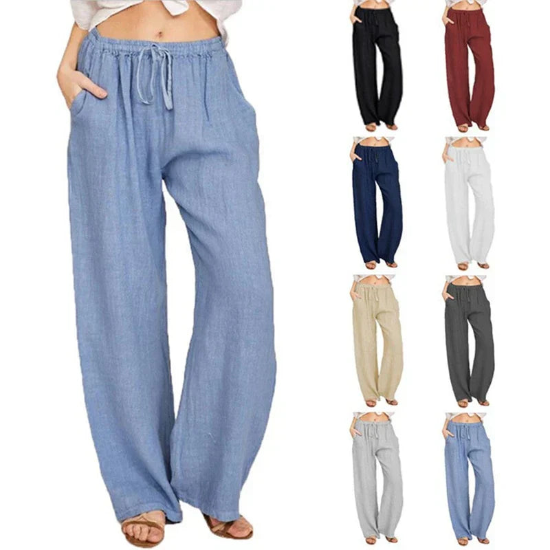 Pantalon Femme Taille Haute Coton Élégant et Confortable - PanierRoyale