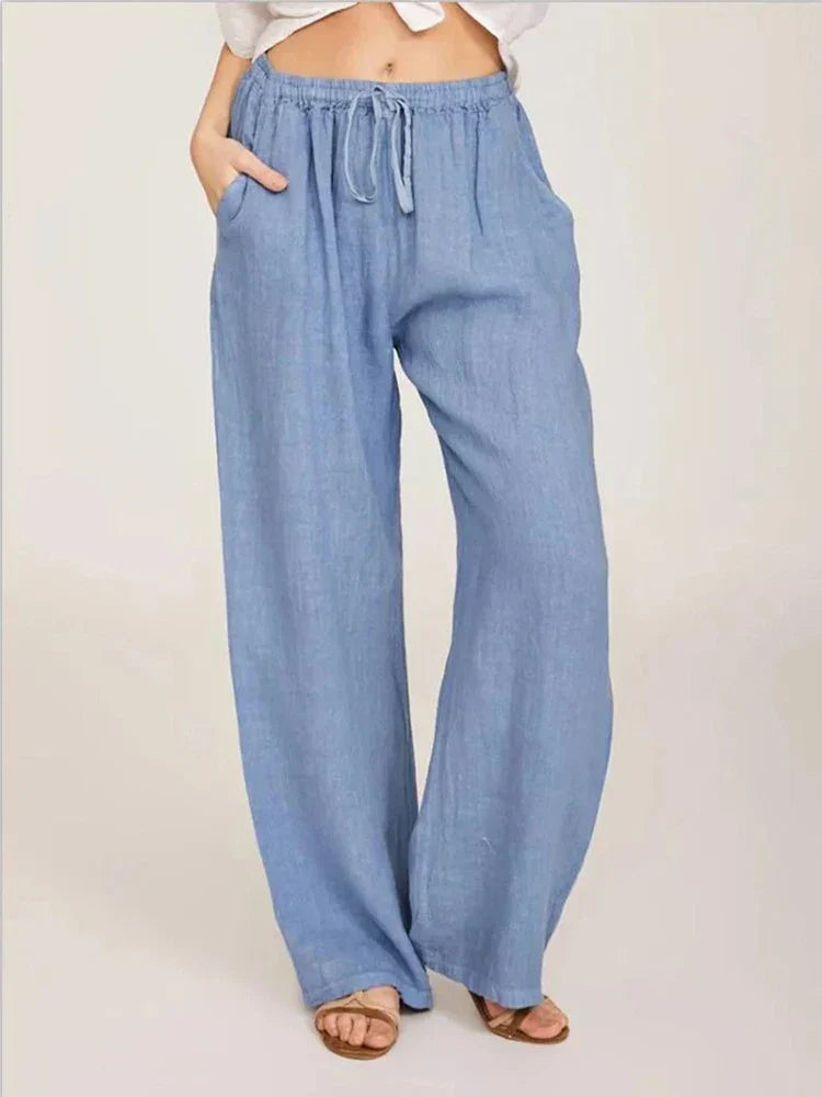 Pantalon Femme Taille Haute Coton Élégant et Confortable
