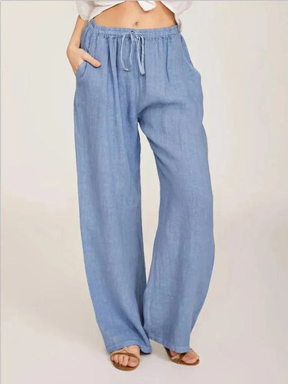Pantalon Femme Taille Haute Coton Élégant et Confortable