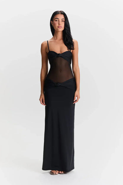 Robe Longue Femme Bustier Détail Mesh