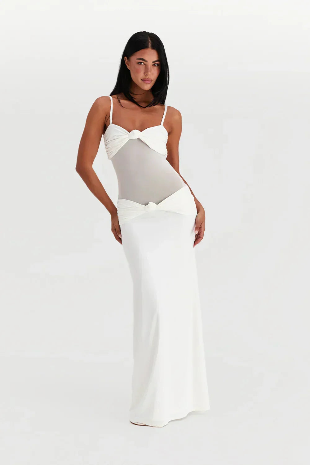Robe Longue Femme Bustier Détail Mesh